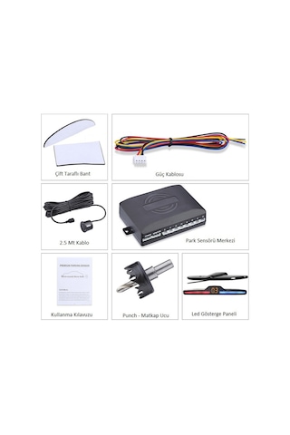 Techmaster Ps01 Renk Değiştiren Ekranlı Araç Park Sensörü Sesli Siyah 22 MM