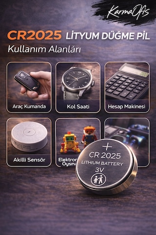 Cr2025 3v Lityum Düğme Pil Araç Kumandası, Saat, Sensör Ve Elektronik Cihaz Pili