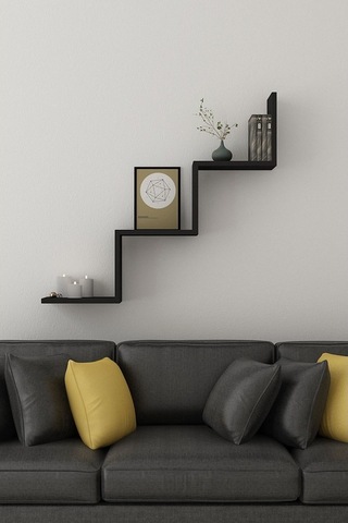 Moonlife Dart Duvar Rafı Siyah Siyah