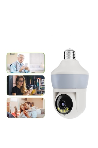 Wifi Ampul Kamera / 360 Döner 1080p Gece Görüşlü - Hareket Algılama - Uzaktan İzleme - Güvenlik