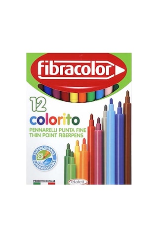 Fibracolor İnce Uçlu Keçeli Kalem 12 Renk 2,9 Mm Kalınlıkta Uzun Ömürlü Ve Yıkanabilir