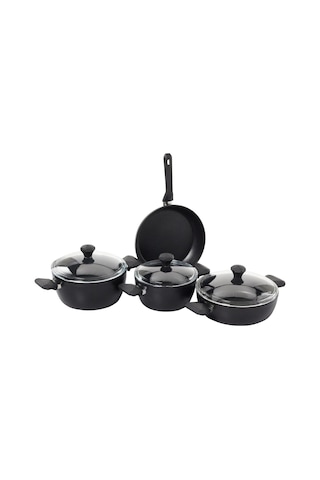 Tr Taç Pierre Cardin 1500023290 7 Parça Diamond Cook Graniks Tencere Seti, Siyah Genel