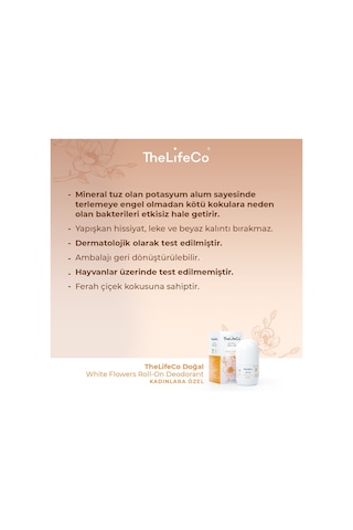 The Lifeco White Flowers Kadın Roll-On Deodorant 60 ML