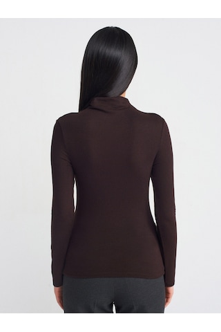 Dilvin 31391 Dik Yaka Uzun Kollu Top-kahve M. Kahve M.