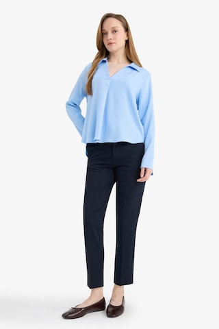 Defacto Relax Fit Gömlek Yaka Gofre Dokulu Uzun Kollu Bluz G9141ax26spbe316 Mavi-be316