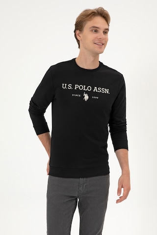 U.S. Polo Assn. Erkek Regular Fit Bisiklet Yaka Siyah İnce Basic Sweatshirt 50313743-VR046