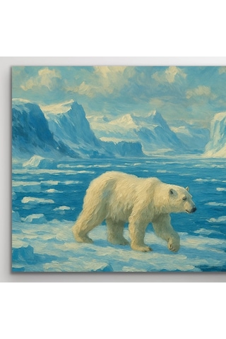 Yalnız Kutup Ayısı Kanvas Tablo 60x120cm Çok Renkli
