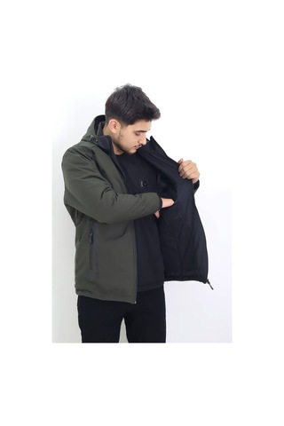 Hk Premium Erkek Kışlık Mont Su İtici Rüzgar Geçirmez Kapüşonlu Kalın Sport Outdoor Parka Haki