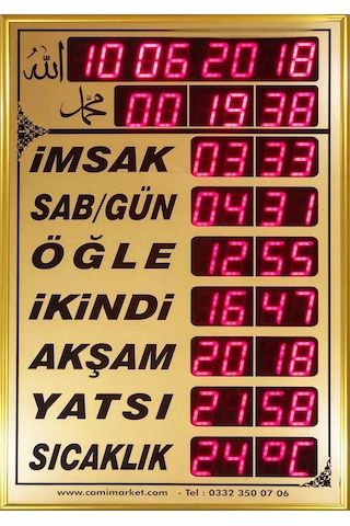 Dijital Cami Saati Büyük Boy Vakitmatik