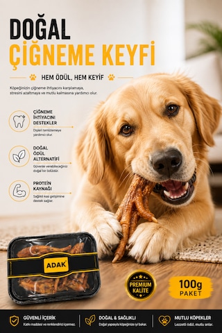 Doğal Horoz Ayağı Köpek Ödül Maması 100 G Kurutulmuş Katkısız Doğal Çiğneme Ödülü