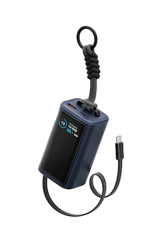 Energea Compac Arc 45 Dijital Göstergeli 10.000 Mah Dahili Type-c Kablolu 45w Şarj Çıkışlı Pd Hızlı Şarj Powerbank - Mavi Mavi