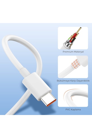 Woyax By Deji Samsung Xiaomi Uyumlu Type-C 67 W Hızlı Şarj ve Data Kablosu 1.2 M