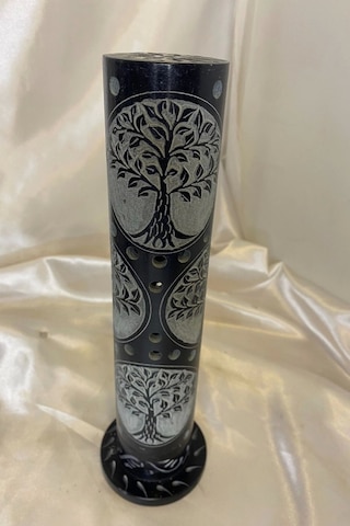 Yaşam Hayat Ağacı Hand Made El İşi Feng Shui Ejderha Yılı Doğal Obsidyen Taşı Çubuk Konik Tütsülük Kule