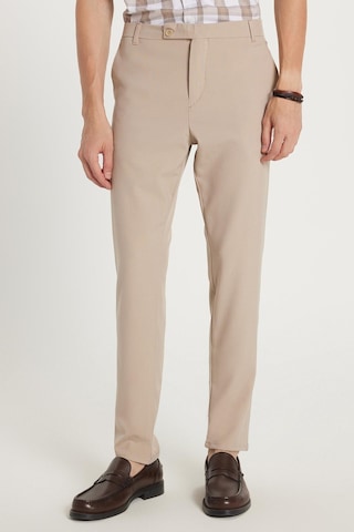 Tudors Erkek Slim Fit Dar Kesim Chino Yandan Cepli Pamuklu Taş Pantolon-35720 Taş