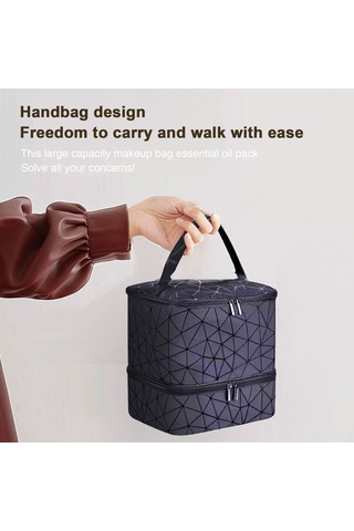 Reedark Çift Katmanlı Taşınabilir Tırnak Bakım Çantası - 30 Oje Şişesi Kapasiteli, Su Geçirmez Pu Kumaş Gümüş