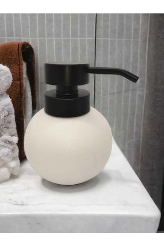 Lüks Seramik Tombul Küre Sabunluk Mutfak Banyo Sıvı Sabunluk Bulaşık Deterjanlık Beyaz
