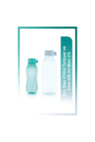 Tupperware Eco Sise 310 ML Turkuaz ve Kare 500 ML Mavi 2'li