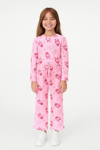 Kız Çocuk Pijama Altı Beli Lastikli Tavşan Baskılı Pembe