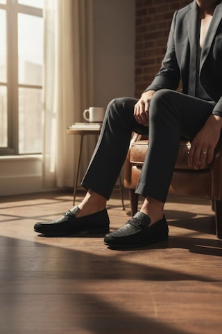 Enoch Hakiki Deri Vizon Metal Tokalı Bağcıksız Erkek Comfort Ayakkabı Siyah