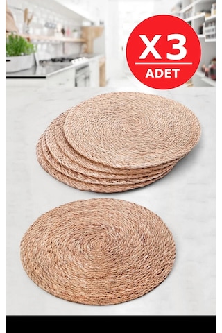Tilbe Home 3lü Bambu Rattan El Yapımı Amerikan Servis Hasır Supla Masa Sofra Düzenleyici Tabak Altlı Çok Renkli