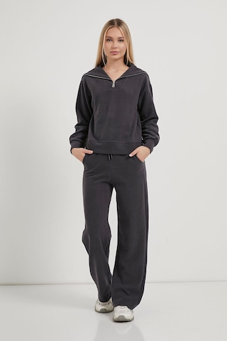 Armalife 26113 Yakası Fermuarlı Selanik Kadın Sweat Füme