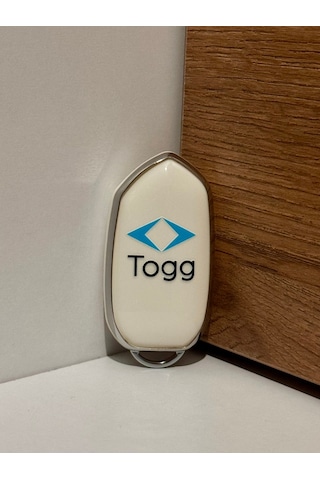 Amblemli Togg T10x-t10f Uyumlu Anahtar Kılıfı Gümüş-beyaz