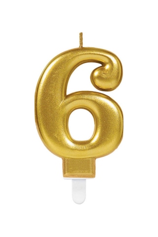 6 Yaş Gold Renkli Rakamlı Doğum Günü Pastası Yaş Mumu Diğer