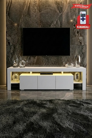 Kale Ledli Tv Ünitesi 200 Cm Beyaz
