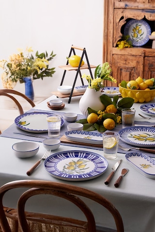 Kütahya Porselen Lemon Charm 14 Parça 6 Kişilik Kahvaltı Takımı Ekru