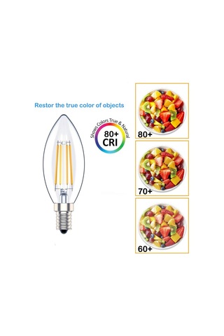 E14 Kısılabilir Led Mum Ampulü, Ses Filament Küçük Edison Vidalı Ampul, 4w - 40w Eşdeğeri, Sıcak Beyaz 2700k, 400lm, 6'lı Paket