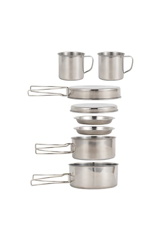 Ranyeek Dışarıda Kullanım İçin Paslanmaz Çelik 8 Parça Set: Tencere, Tavuk, Bardak Ve Tabaklar Çok Renkli