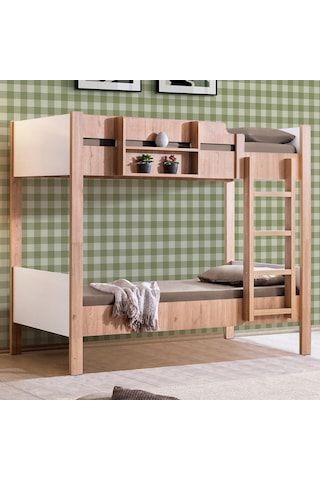Ranza, Asya Ayrılabilir 2li Ranza, Ceviz - Beyaz + 2 Adet Comfort Yatak 90 X 190 CM