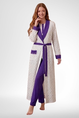 Mecit Pijama Mecit 6360 Mor Kadın Sabahlık Pijama Gecelik Set