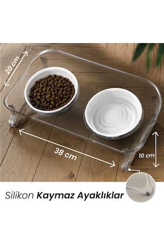 Atapet Çift Kaseli 15 Eğimli Yükseltilmiş Kedi Köpek Mama Kabı