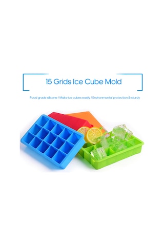 Xiyyadms Yemek Grubu Silikon Buzluk - 15 Bölmeli Çok Amaçlı Mutfak Aleti Turuncu - Esnek, Dökülmez, Buz/puding/çikolata Hazırlama Çok Renkli