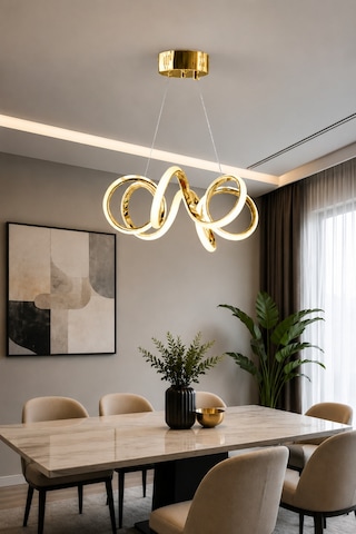Spiral Model Gold Kaplama Metal Salon Mutfak Oturma Yatak Odası Modern Led Sarkıt Avize