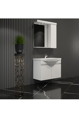 Lilyum Banyo Dolabı Takımı 65Cm Balon Kapak Pk109 Beyaz