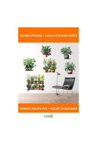 Tropikal Bitkiler Duvar Stickerı Yeşil Yapraklı 90x35 Cm 8 Adet Çok Renkli