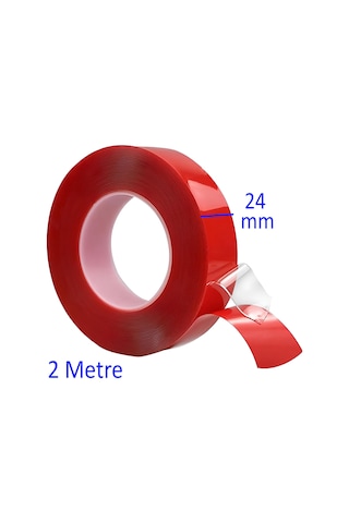 Çift Taraflı Silikon Bant Montaj Bandı Şeffaf 24 Mm X 2 Metre Güçlü Çok Amaçlı Yapıştırıcı