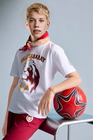 Defacto Galatasaray Kısa Kollu Pijama Üst Şort Pijama Alt 2li Pijama Takımı Erkek Çocuk H7511a826hswt34 Beyaz-wt34