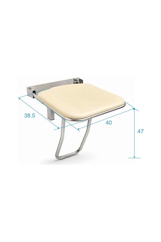 Aqua Bagno Basic Engelli Duş Oturağı Paslanmaz Çelik Mat Krom Zemin Destekli Katlanır