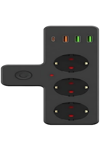Akım Korumalı 3'lü Priz Çoklayıcı 3 Usb-a 1 Usb-c Çoklu Şarjlı Uzatma Prizi Güvenlik Korumalı Diğer