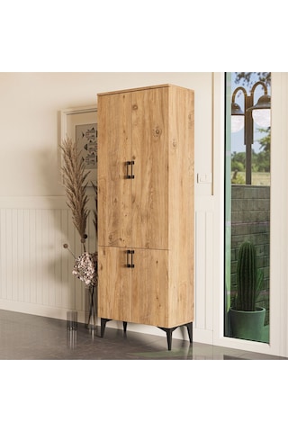 5104 Inca 4 Kapaklı 5 Askılı Raflı Portmanto Atlantik Çam Çam