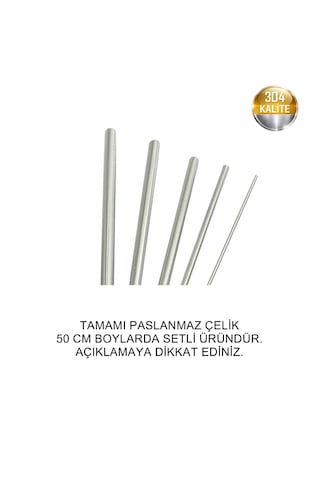 Paslanmaz Çelik Çubuk Mil Ø 8mm - 50 Cm Boylarda - Krom Çelik 4 Adet