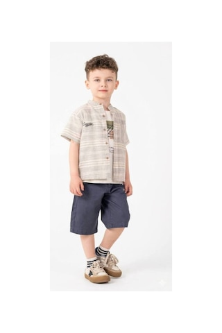 Süslü Kids Erkek Çocuk Hakim Yaka Çizgili Lüx/şık Gömlek/tişört/şortlu Takım Bej Süslü Kids Erkek Çocuk Hakim Yaka Çizgili Lüx/şık Gömlek/tişört/şortlu Takım Bej