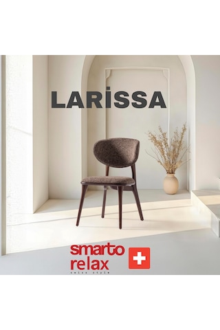 Smarto Relax Larisa 2'li Yemek Masası Sandalye Seti - Ahşap Ayaklı, Kahverengi Kumaş Kahverengi
