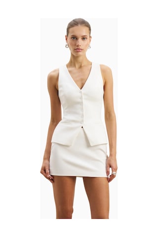 Because Of Alice Tailored V - Neck Hourglass Waistcoat V Yaka Kadın Yelek Beyaz