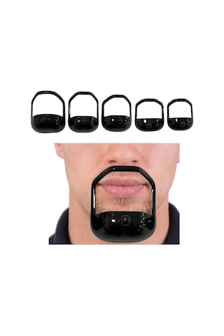 Keçi Sakalı Tıraş Şablonları Seti, 5 Boyut, Her Sakal Kullanımına Uygun Hediye Seti, Siyah