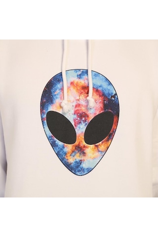 Bant Giyim - Alien Cosmos Beyaz Kapşonlu Erkek Sweatshirt Hoodie