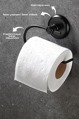 Yapışkanlı Tuvalet Kağıtlığı Wc Kağıtlık Tuvalet Kağıdı Askısı Siyah Çok Renkli